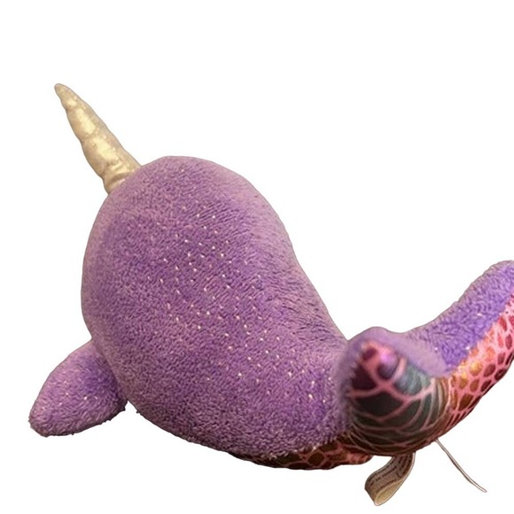 Aurora World Purple Pink Glitter Sparkly Narwhal Plush 10" - Picture 2 of 4